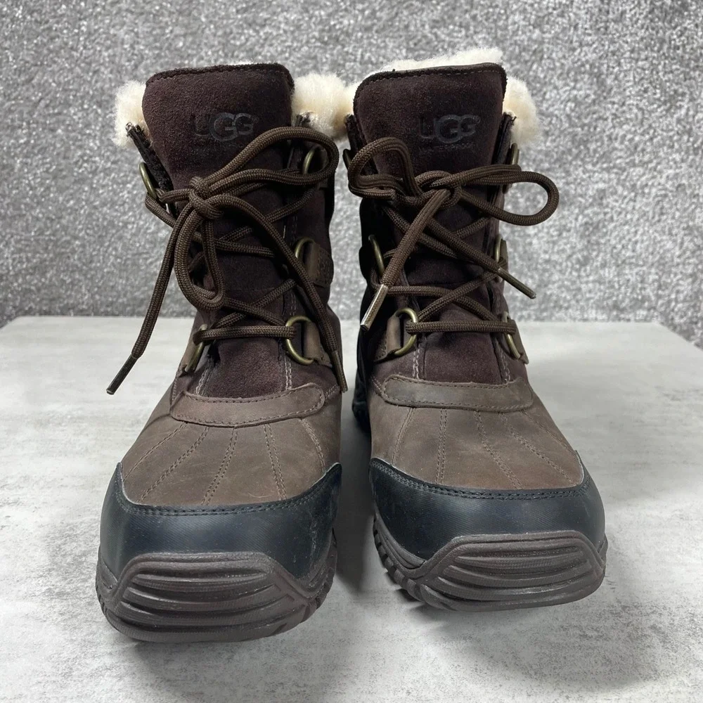 UGG Boots Womens 7 Ostrander Waterproof Winter Leather Sheepskin Lace Up